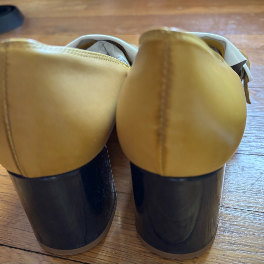 Miss L Fire Stylish Gold and White Women's Block Heel Shoes Size 41 - Picture 6 of 11